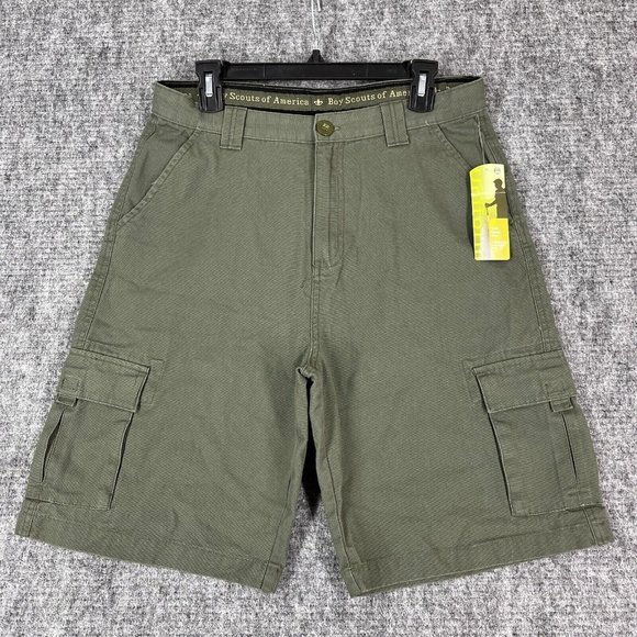 Bottoms Boy Scouts Shorts Youth 22 Uniform Cargo Hiking Camping Green